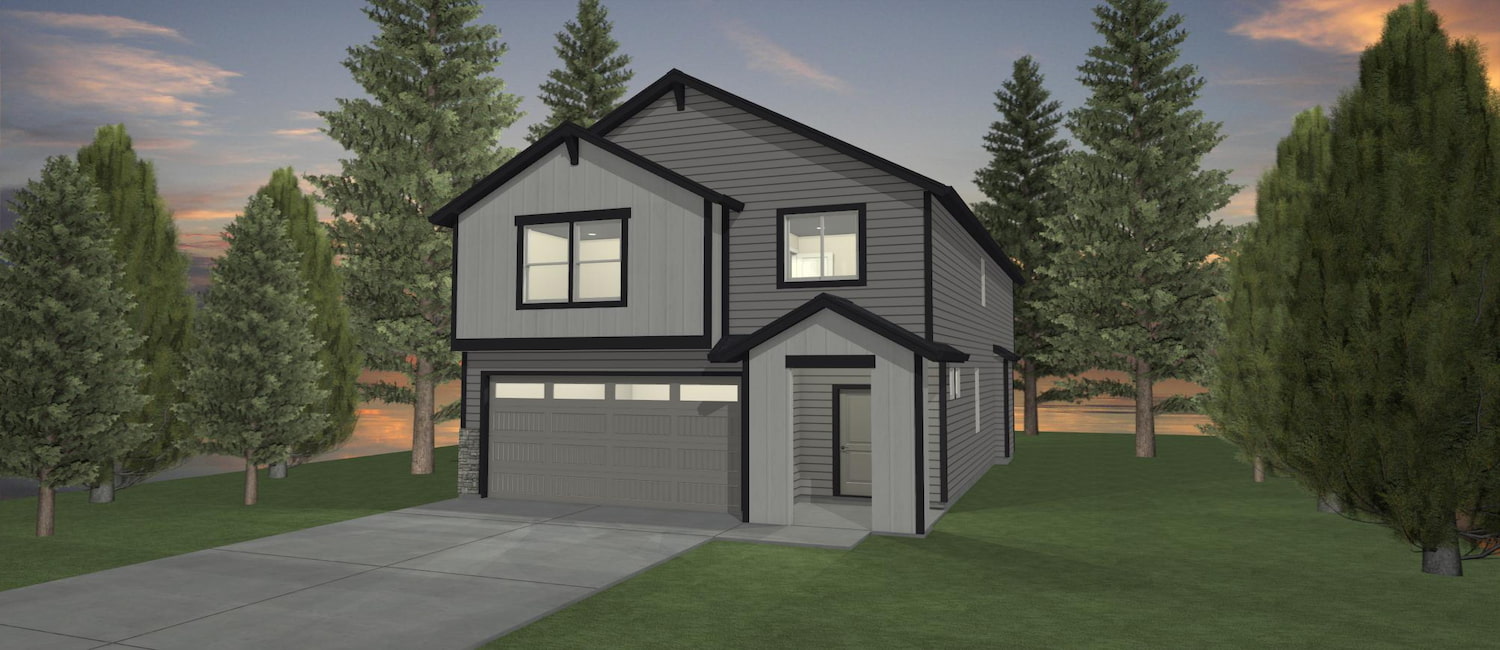 Elevation 3D rendering of a custom home from Design NW