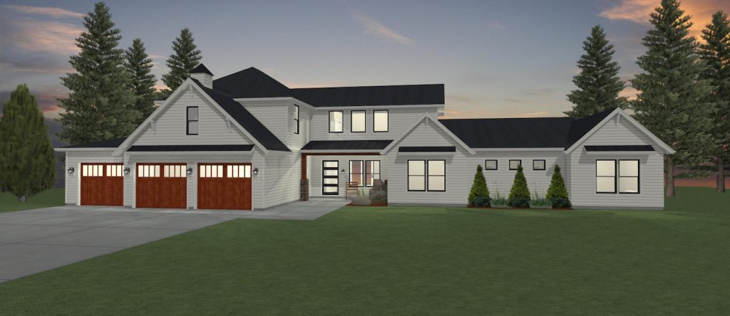 Elevation 3D rendering of a custom home from Design NW