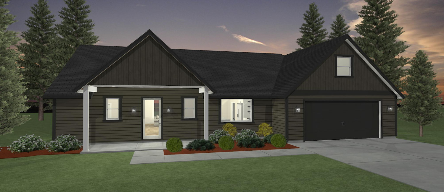 Elevation 3D rendering of a custom home from Design NW