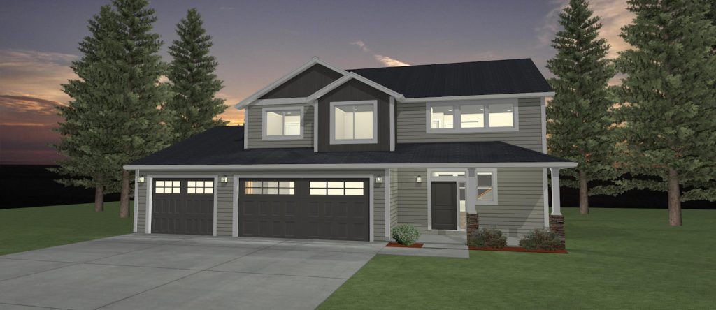 Elevation 3D rendering of a custom home from Design NW