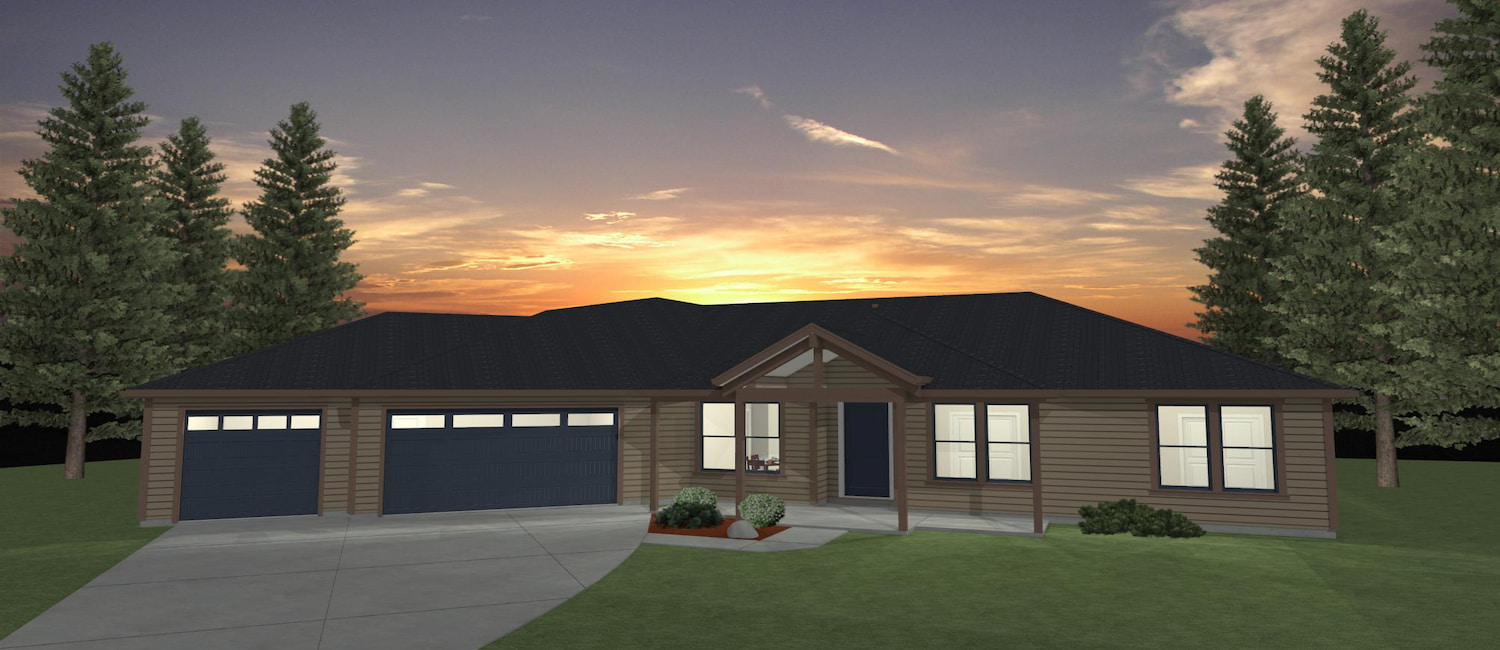 Elevation 3D rendering of a custom home from Design NW