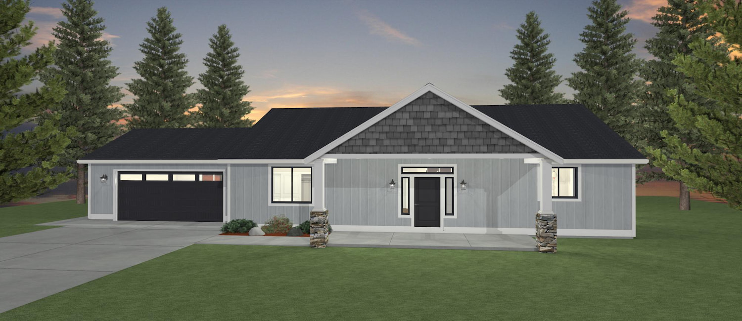 Elevation 3D rendering of a custom home from Design NW