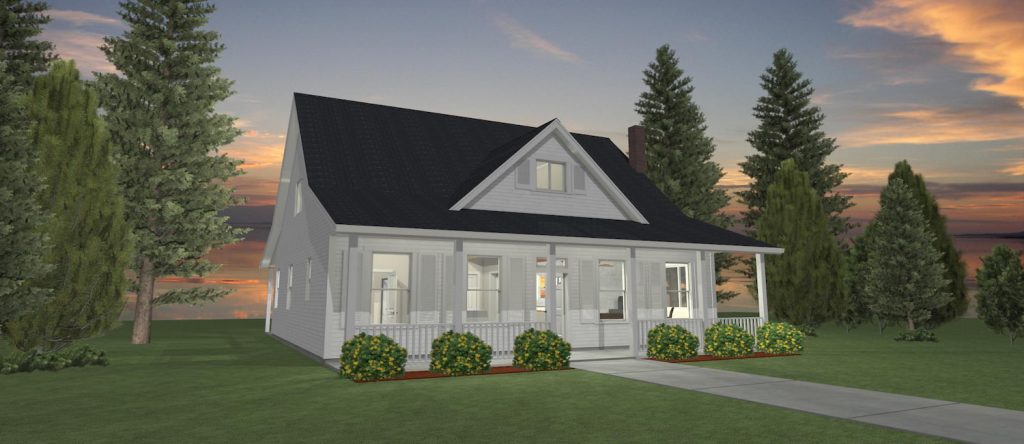 Elevation 3D rendering of a custom home from Design