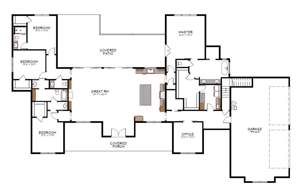 1st floor plan view of a custom home from Design NW