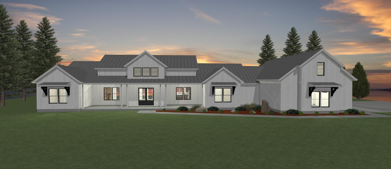 Elevation 3D rendering of a custom home from Design NW