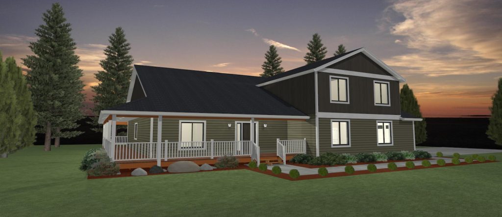 Elevation 3D rendering of a custom home from Design NW