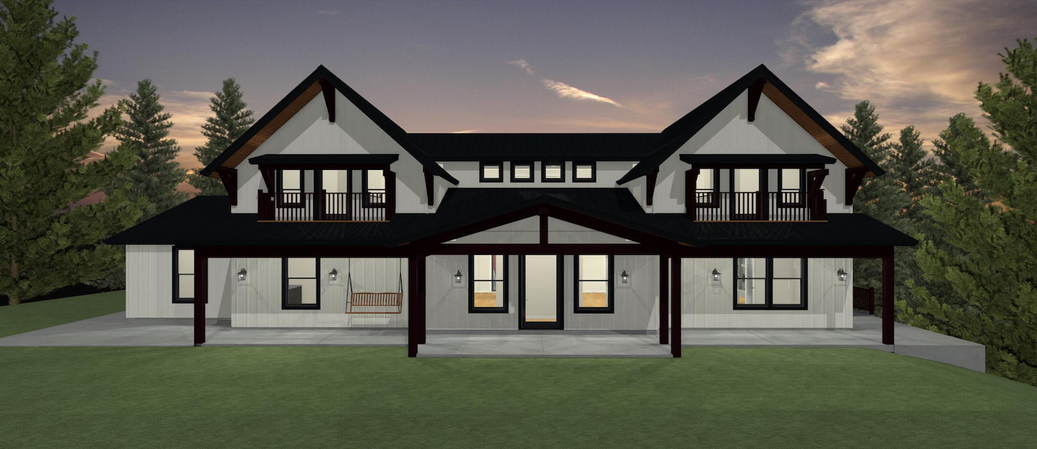 Elevation 3D rendering of a custom home from Design NW