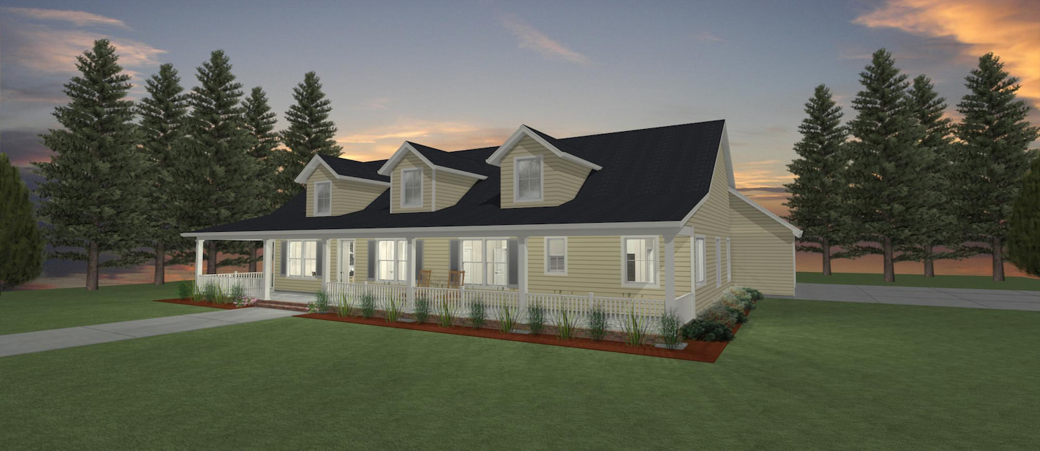 Elevation 3D rendering of a custom home from Design NW