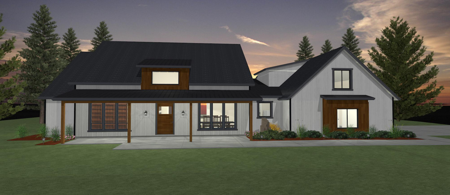 Elevation 3D rendering of a custom home from Design NW