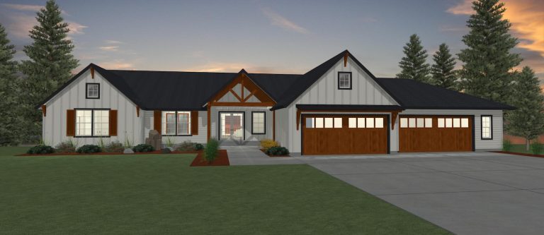 Elevation 3D rendering of a custom home from Design NW