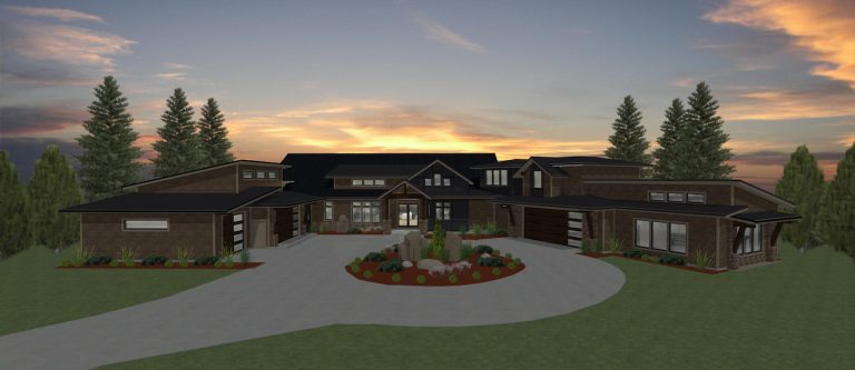 Elevation 3D rendering of a custom home from Design NW