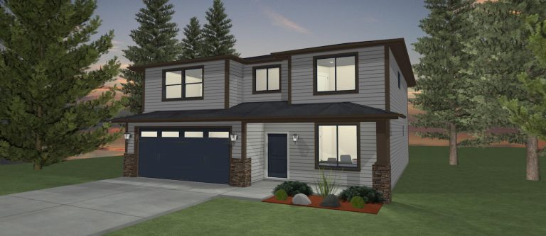 Elevation 3D rendering of a custom home from Design NW