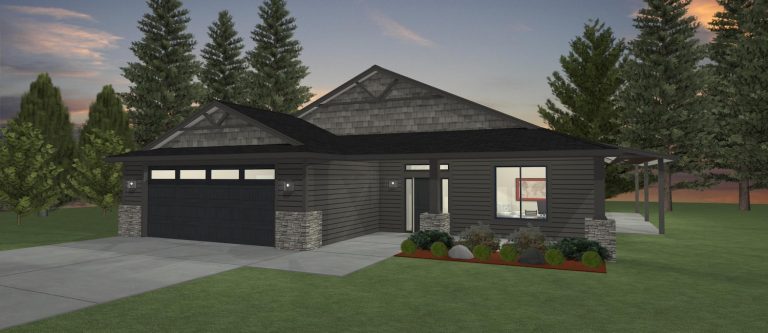 Elevation 3D rendering of a custom home from Design NW