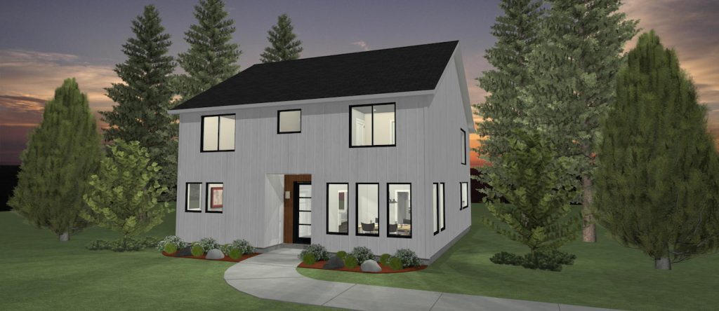 Elevation 3D rendering of a custom home from Design NW