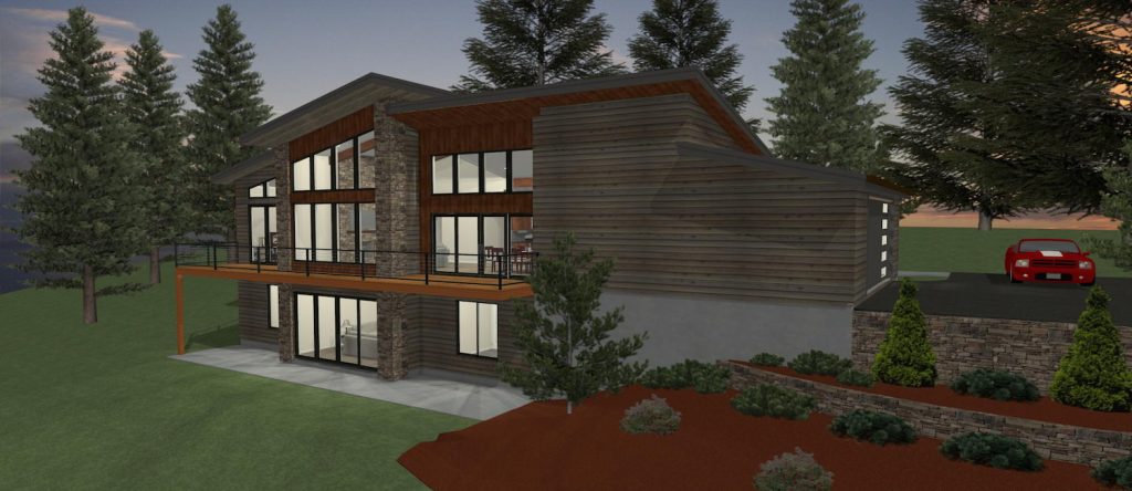 Elevation 3D rendering of a custom home from Design NW