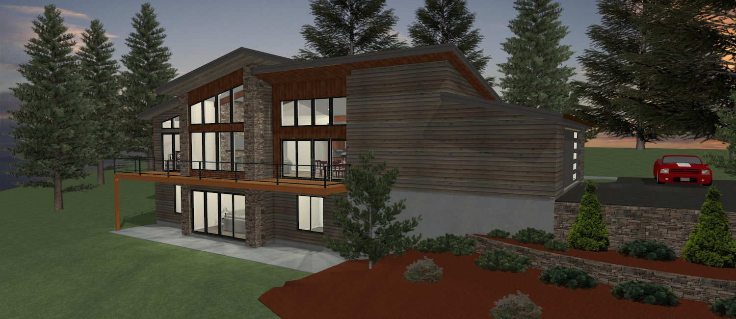 Elevation 3D rendering of a custom home from Design NW