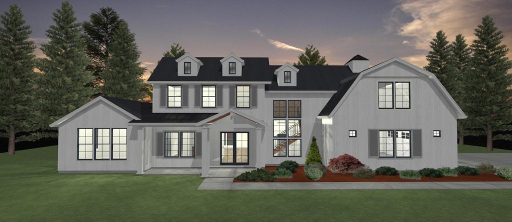 Elevation 3D rendering of a custom home from Design NW