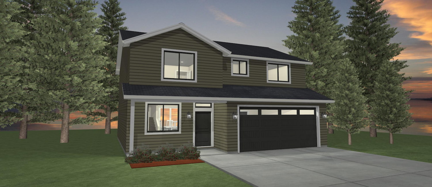 Elevation 3D rendering of a custom home from Design NW