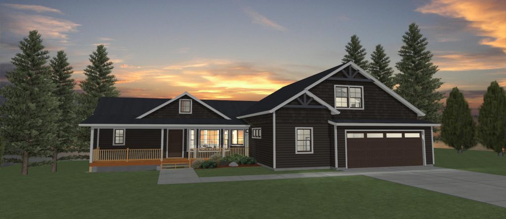 Elevation 3D rendering of a custom home from Design NW