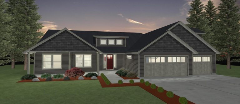 Elevation 3D rendering of a custom home from Design NW