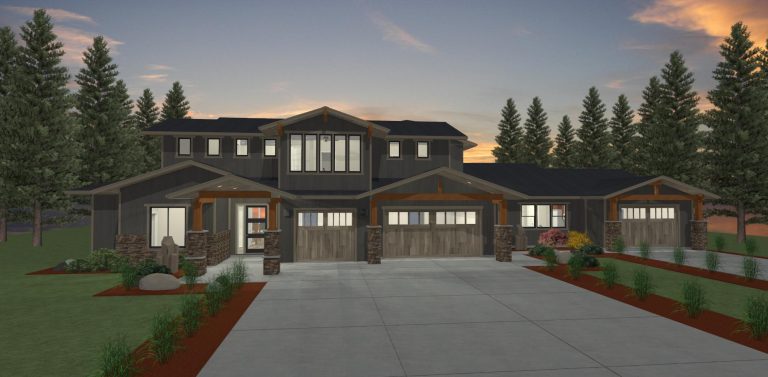 Elevation 3D rendering of a custom home from Design NW