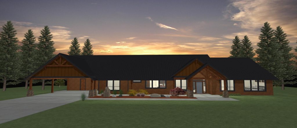 Elevation 3D rendering of a custom home from Design NW