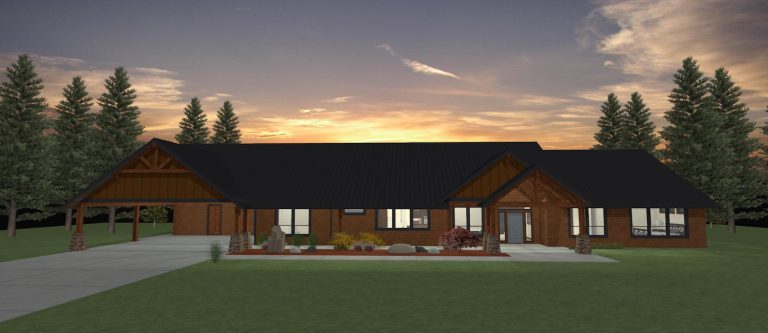 Elevation 3D rendering of a custom home from Design NW