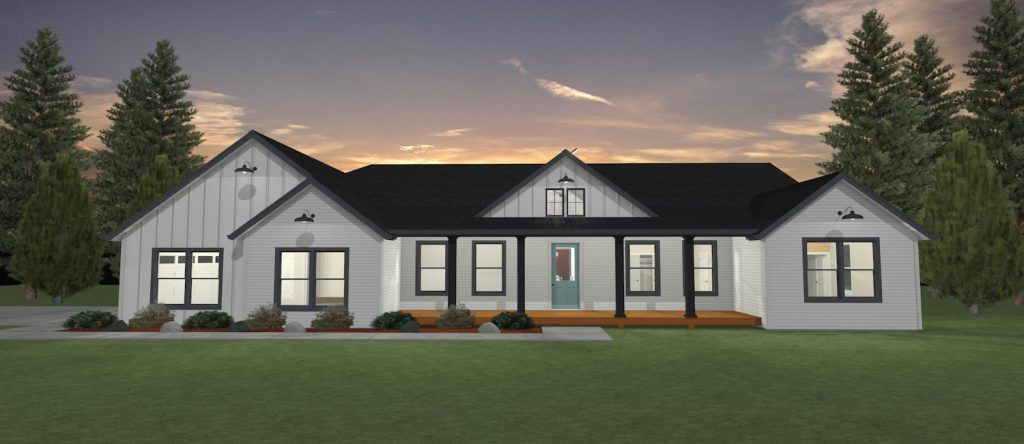 Elevation 3D rendering of a custom home from Design NW