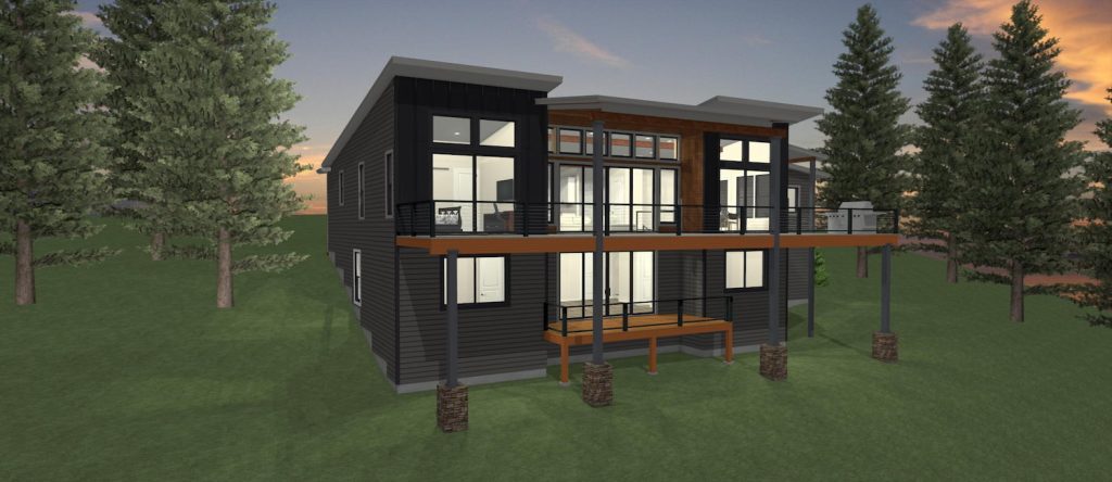 Elevation 3D rendering of a custom home from Design NW