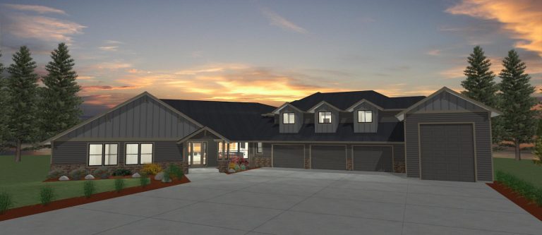 Elevation 3D rendering of a custom home from Design NW