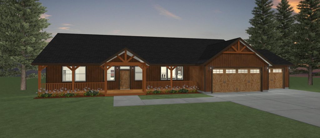 Elevation 3D rendering of a custom home from Design NW