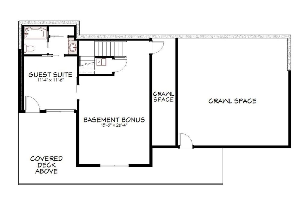 Basement floor plan view of a custom home from Design NW