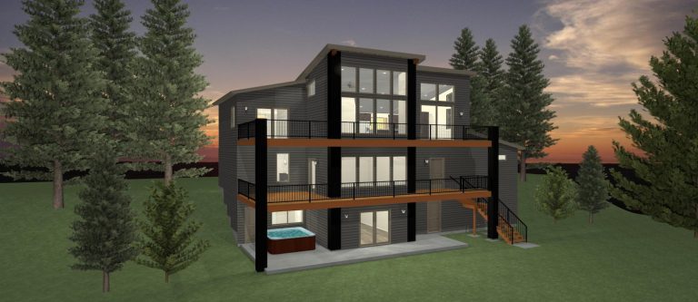 Elevation 3D rendering of a custom home from Design NW