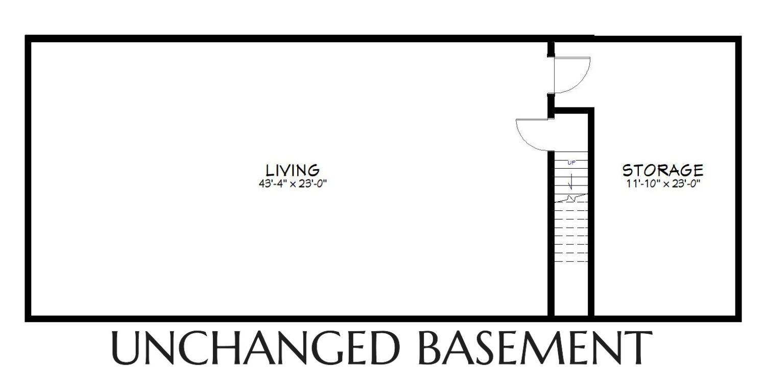 Floor plan view of unchanged basement from Design NW