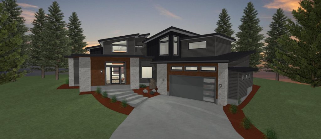 Elevation 3D rendering of a custom home from Design NW