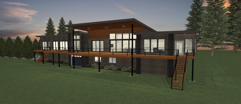 Elevation 3D rendering of a custom home from Design NW