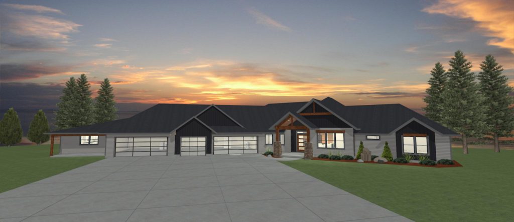 Elevation 3D rendering of a custom home from Design NW