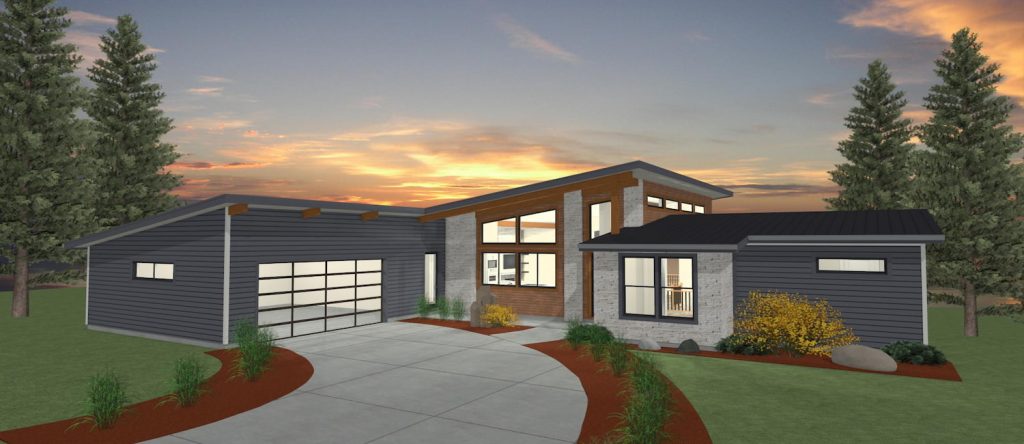 Elevation 3D rendering of a custom home from Design NW