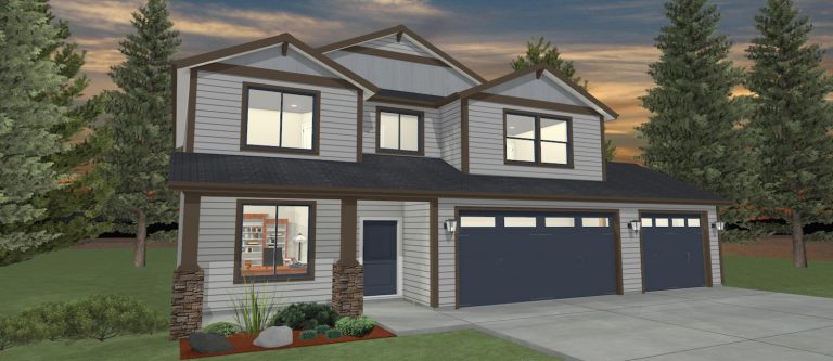 Elevation 3D rendering of a custom home from Design NW