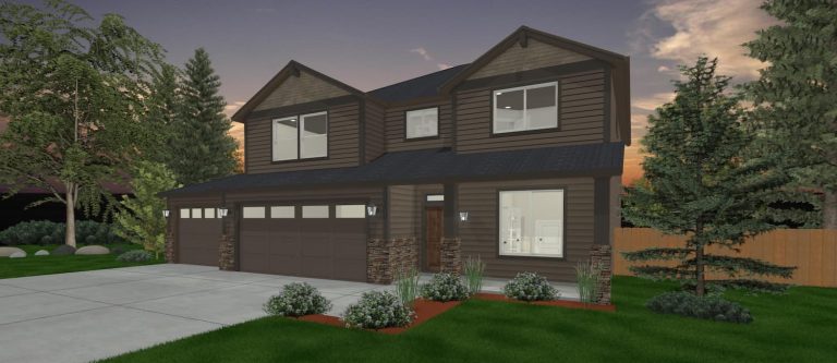 Elevation 3D rendering of a custom home from Design NW