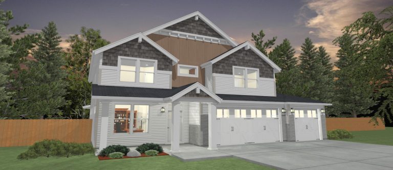 Elevation 3D rendering of a custom home from Design NW