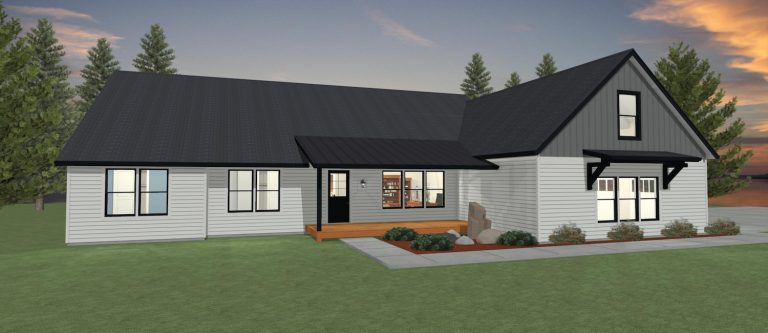 Elevation 3D rendering of a custom home from Design NW