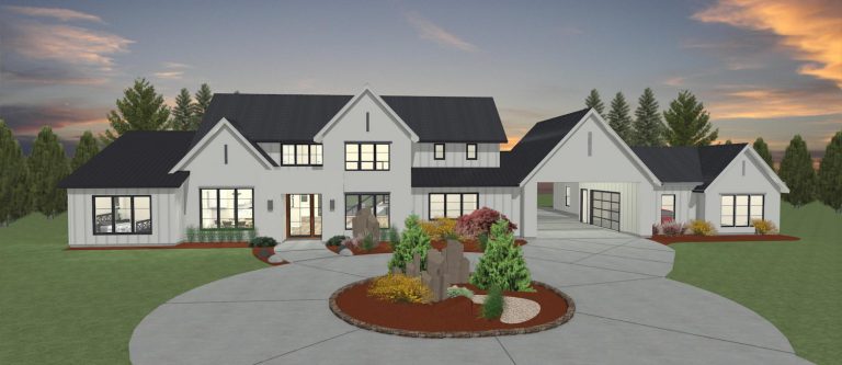 Elevation 3D rendering of a custom home from Design NW