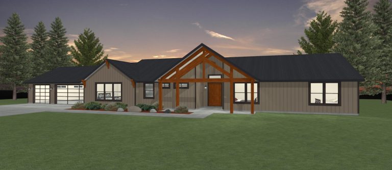 Elevation 3D rendering of a custom home from Design NW