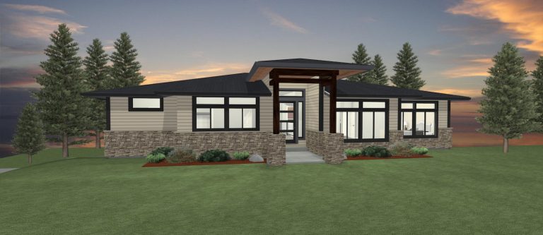 Elevation 3D rendering of a custom home from Design NW