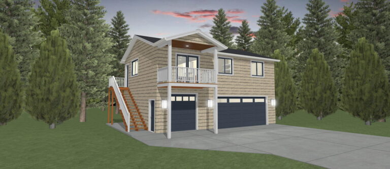 Elevation 3D rendering of a custom home from Design NW