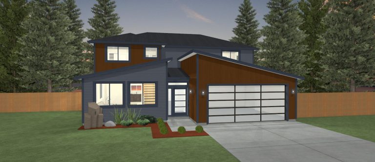 Elevation 3D rendering of a custom home from Design NW