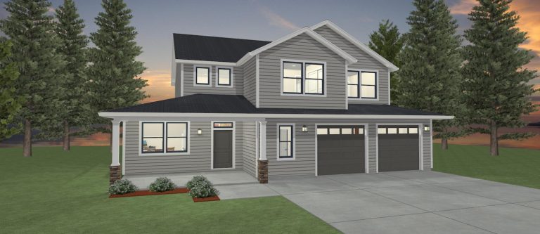 Elevation 3D rendering of a custom home from Design NW