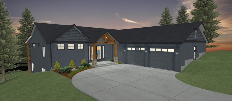 Elevation 3D rendering of a custom home from Design NW