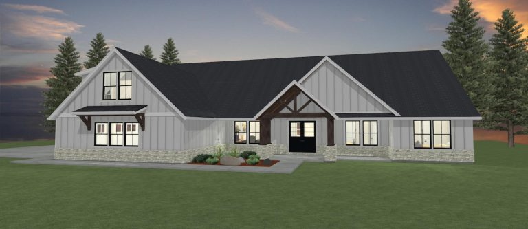 Elevation 3D rendering of a custom home from Design NW